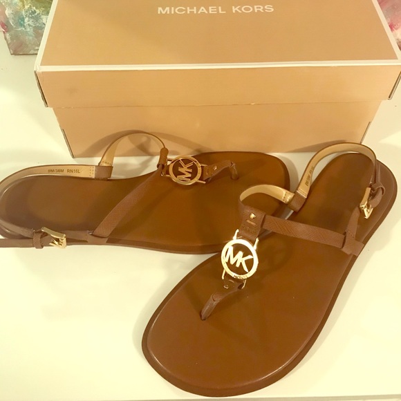 brown mk sandals
